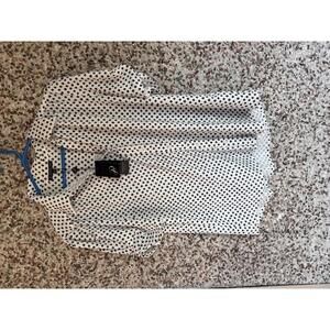 NWT Adrianna Papell Printed Dot Knit Moss Crepe Blouse Size L